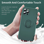 Husa protectie Flippy compatibila cu Huawei P40 Lite E Liquid Silicone Ring cu suport rotativ Verde