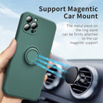 Husa protectie Flippy compatibila cu Huawei P40 Lite E Liquid Silicone Ring cu suport rotativ Verde