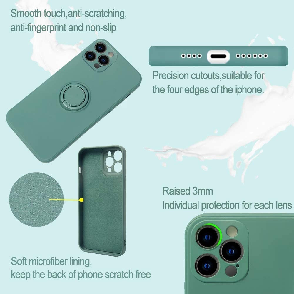 Husa protectie Flippy compatibila cu Huawei P40 Lite Liquid Silicone Ring cu suport rotativ Verde