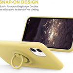 Husa protectie Flippy compatibila cu Samsung A02 S Liquid Silicone Ring cu suport rotativ Galben