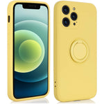 Husa protectie Flippy compatibila cu Samsung A02 S Liquid Silicone Ring cu suport rotativ Galben
