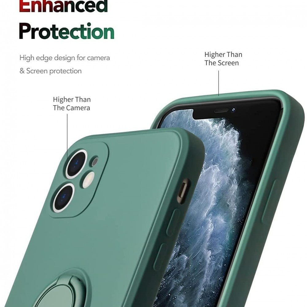 Husa protectie Flippy compatibila cu Samsung A02 S Liquid Silicone Ring cu suport rotativ Verde