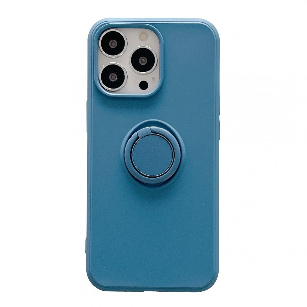 Husa protectie Flippy compatibila cu Samsung A20E Liquid Silicone Ring cu suport rotativ Albastru