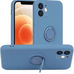 Husa protectie Flippy compatibila cu Samsung A20E Liquid Silicone Ring cu suport rotativ Albastru deschis