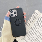 Husa protectie Flippy compatibila cu Samsung A21S Liquid Silicone Ring cu suport rotativ Negru