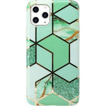 Husa protectie Flippy compatibila cu Samsung Galaxy A20 E Soft IMD TPU Marble Geometric Verde