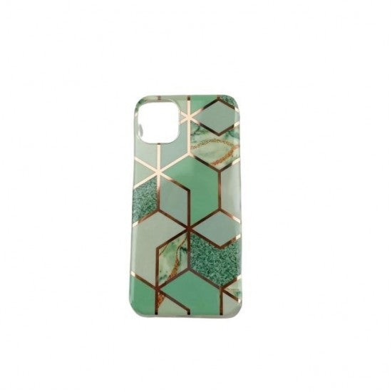 Husa protectie Flippy compatibila cu Samsung Galaxy A20 E Soft IMD TPU Marble Geometric Verde