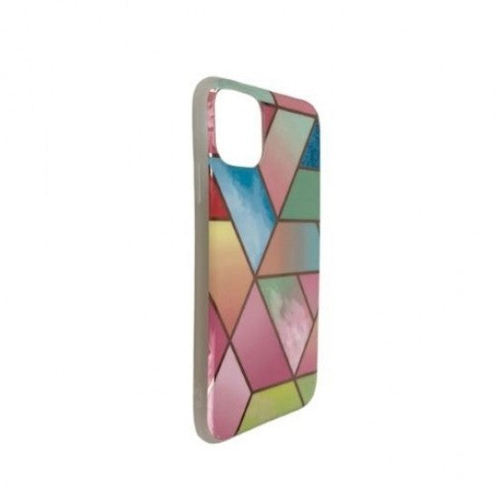 Husa protectie Flippy compatibila cu Samsung Galaxy A32 5G Soft IMD TPU Marble Geometric Roz