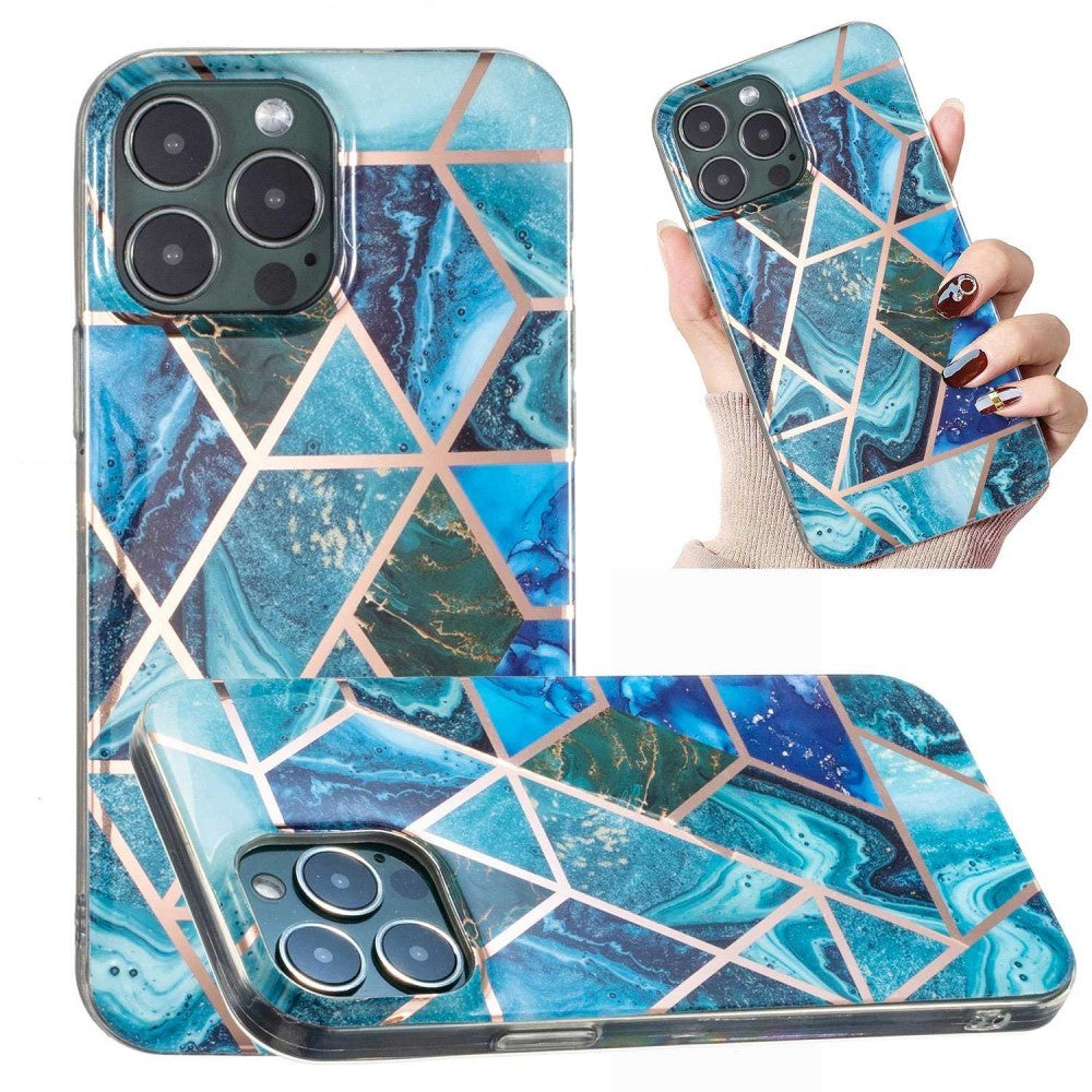 Husa protectie Flippy compatibila cu Samsung Galaxy A72 Soft IMD TPU Marble Geometric Albastru