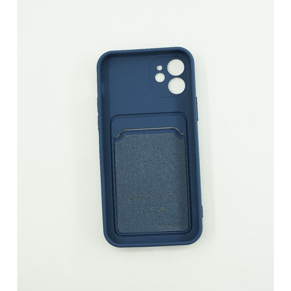 Husa protectie Flippy cu suport card compatibila cu Apple iPhone 12 Albastru