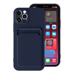 Husa protectie Flippy cu suport card compatibila cu Apple iPhone 12 Albastru