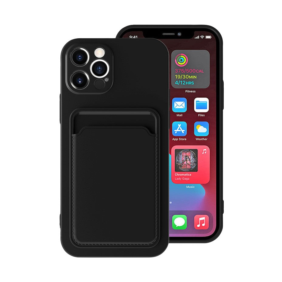 Husa protectie Flippy cu suport card compatibila cu Apple iPhone 12 Pro Negru