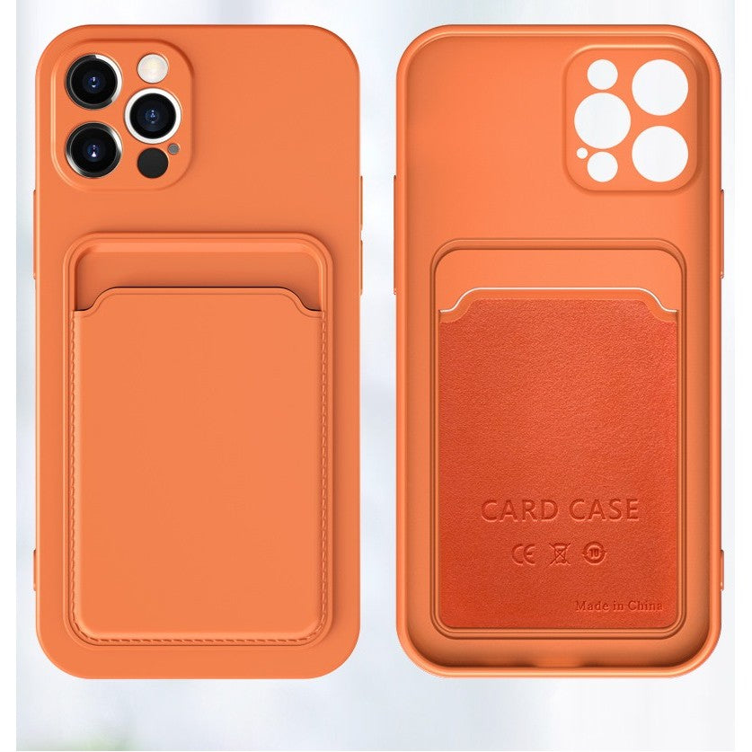 Husa protectie Flippy cu suport card compatibila cu Apple iPhone 12 Pro Portocaliu