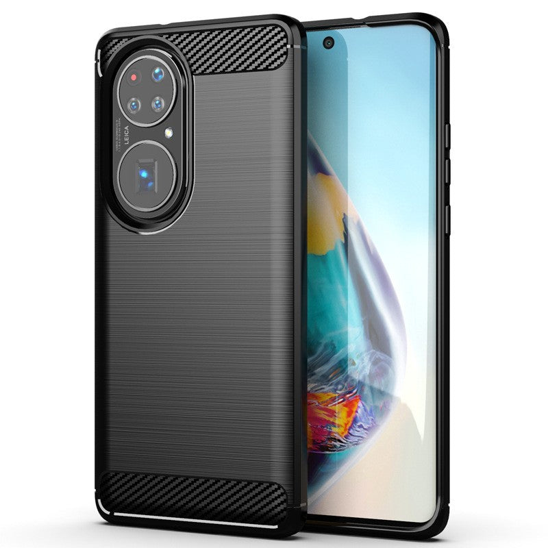 Husa de Protectie pentru Huawei P50 Pro, Flippy, Protectie 360, din TPU cu element de Carbon, Anti Alunecare, 1.8 mm,