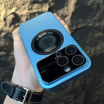 Husa protectie MagSafe Kathy Tech, Flippy, pentru Apple iPhone 13 Pro, Dublu Cerc, Albastru Deschis