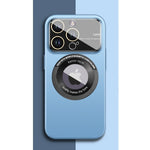 Husa protectie MagSafe Kathy Tech, Flippy, pentru Apple iPhone 14 Plus, Dublu Cerc, Albastru Deschis