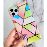 Husa protectie pentru Apple iPhone 11 Pro Max Soft IMD TPU Marble Geometric Roz