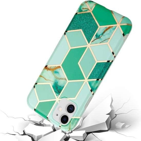 Husa protectie pentru Apple iPhone 11 Pro Soft IMD TPU Marble Geometric Verde