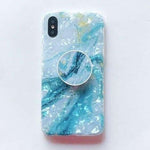 Husa protectie pentru Apple iPhone 11Pro Soft IMD TPU Marble Albastru Suport inclus