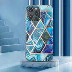 Husa protectie pentru Apple iPhone 7/8/SE 2020 Soft IMD TPU Marble Geometric Albastru