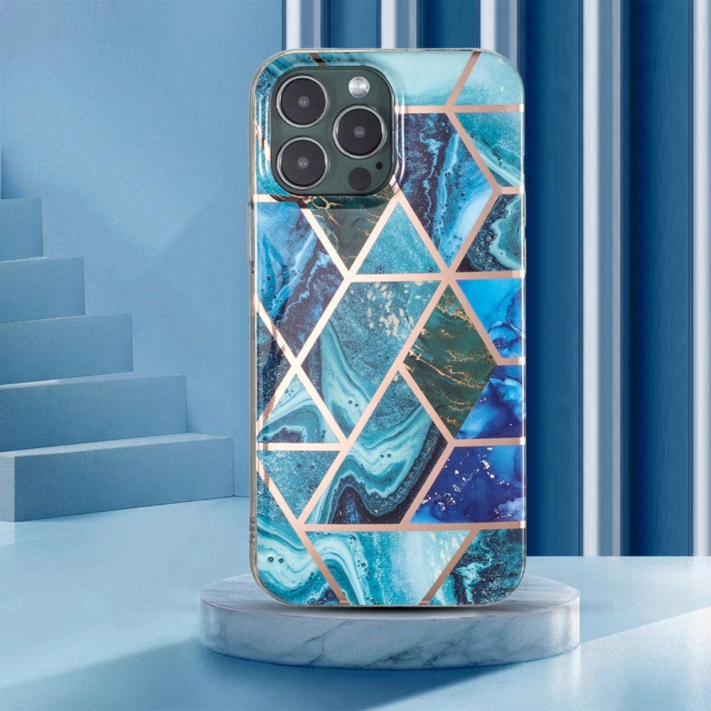 Husa protectie pentru Apple iPhone 7/8/SE 2020 Soft IMD TPU Marble Geometric Albastru
