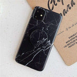 Husa protectie pentru Apple iPhone 7/8/SE 2020 Soft IMD TPU Marble Negru cu Suport inclus