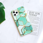 Husa protectie pentru Huawei P Smart 2020 Soft IMD TPU Marble Geometric Verde