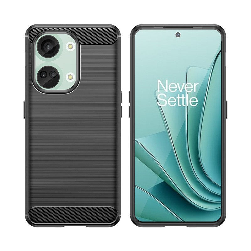 Husa Protectie pentru OnePlus Nord 3, Flippy, din Silicon TPU Moale, Textura Periat, Anti Cadere, cu Element Carbon,