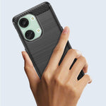 Husa Protectie pentru OnePlus Nord 3, Flippy, din Silicon TPU Moale, Textura Periat, Anti Cadere, cu Element Carbon,