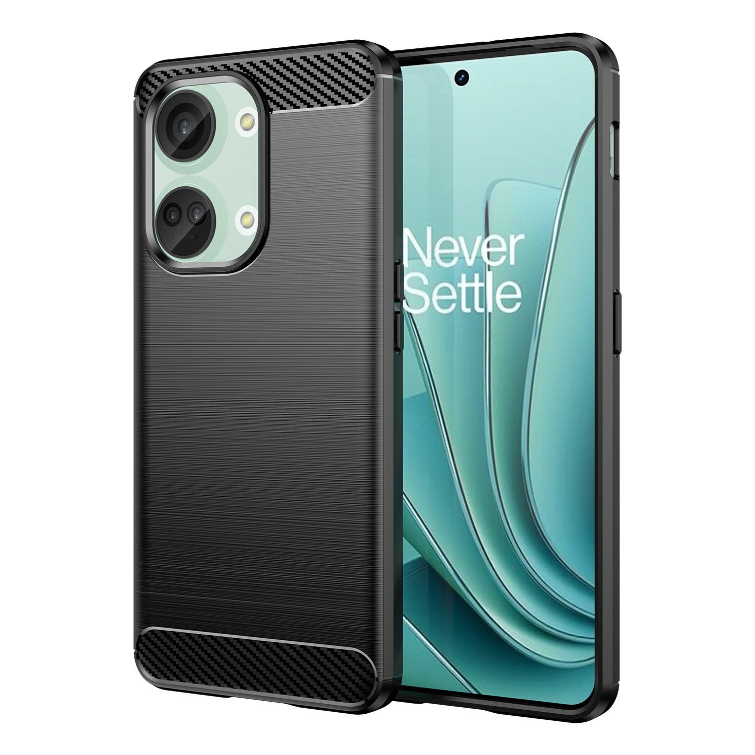 Husa Protectie pentru OnePlus Nord 3, Flippy, din Silicon TPU Moale, Textura Periat, Anti Cadere, cu Element Carbon,
