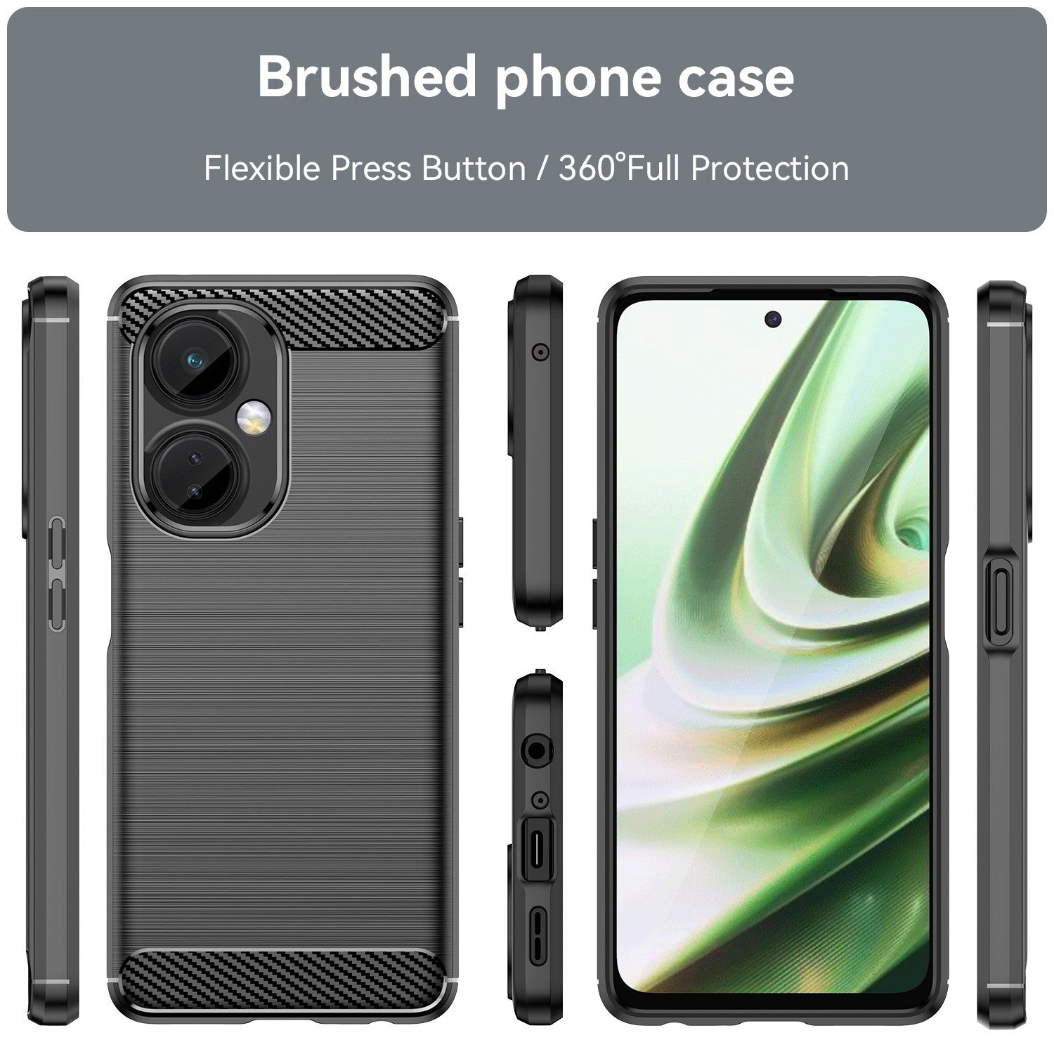 Husa Protectie pentru OnePlus Nord CE2 Lite 5G, Flippy, din Silicon TPU Moale, Textura Periat, Anti Cadere, cu Element