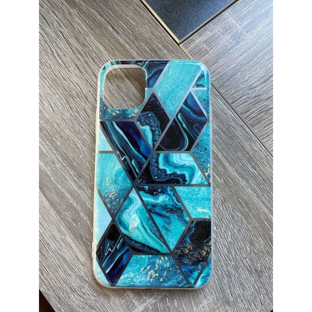 Husa protectie pentru Samsung S10 Soft IMD TPU Marble Geometric Albastru