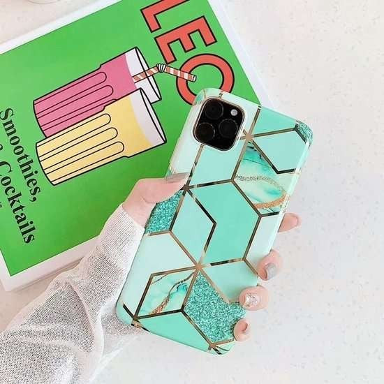 Husa protectie pentru Samsung S20 Ultra Soft IMD TPU Marble Geometric Verde
