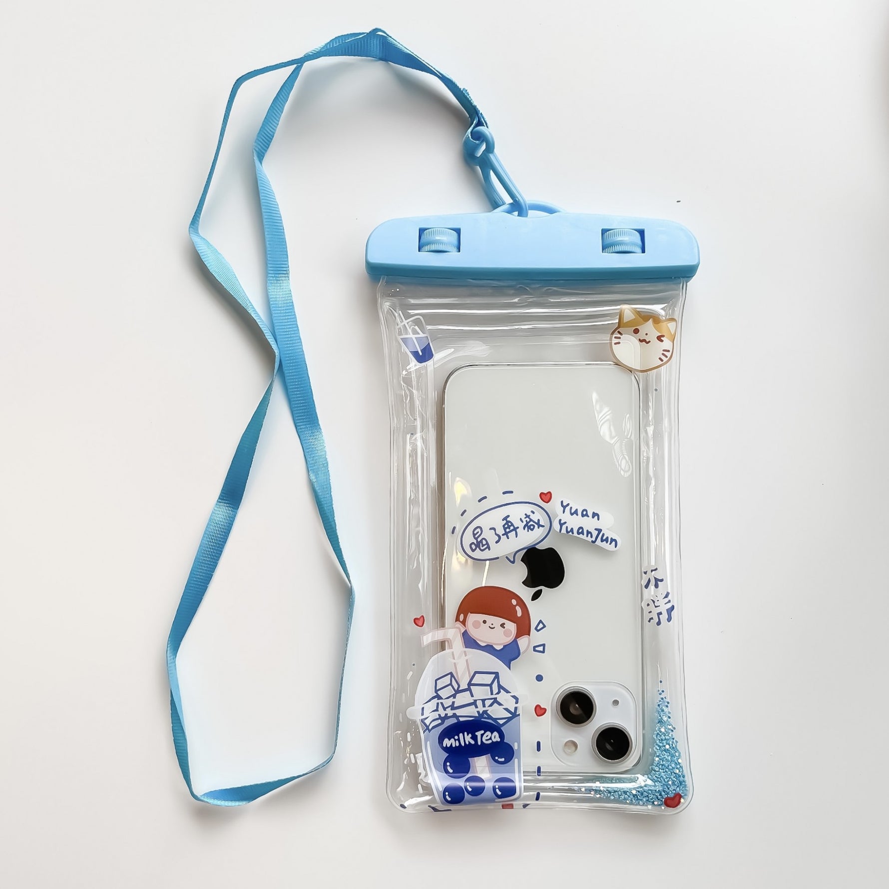 Husa subacvatica Glitter Kids Waterproof Flippy, Snowproof, Universala, cu Snur, pentru telefon sau documente, Tea