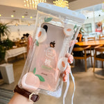 Husa subacvatica Glitter Kids Waterproof Flippy, Snowproof, Universala, cu Snur, pentru telefon sau documente, Peach,
