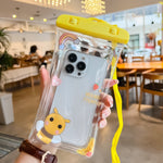 Husa subacvatica Glitter Kids Waterproof Flippy, Snowproof, Universala, cu Snur, pentru telefon sau documente, Bee,