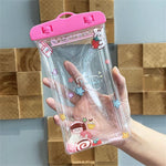 Husa subacvatica Glitter Kids Waterproof Flippy, Snowproof, Universala, cu Snur, pentru telefon sau documente, Sweet