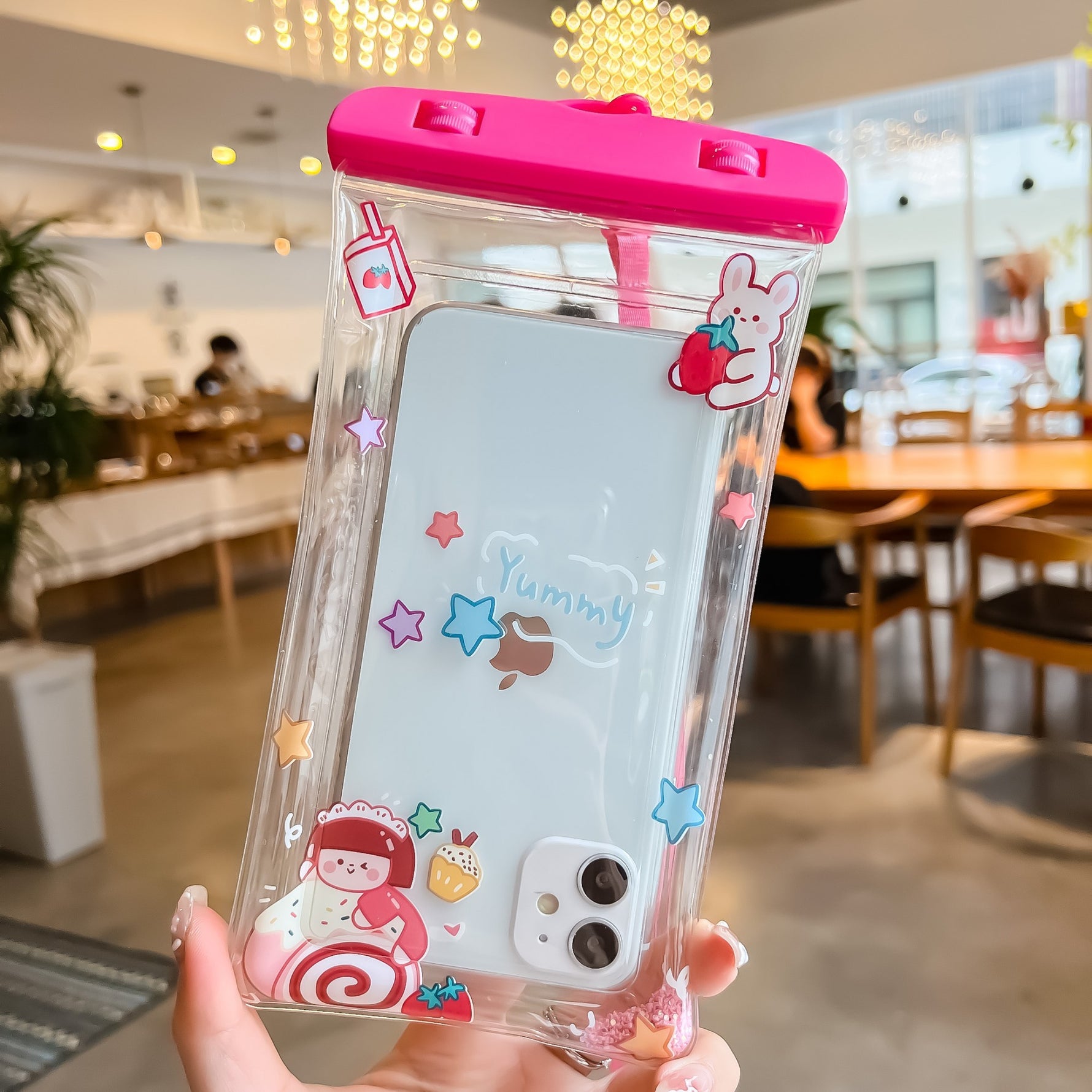 Husa subacvatica Glitter Kids Waterproof Flippy, Snowproof, Universala, cu Snur, pentru telefon sau documente, Sweet