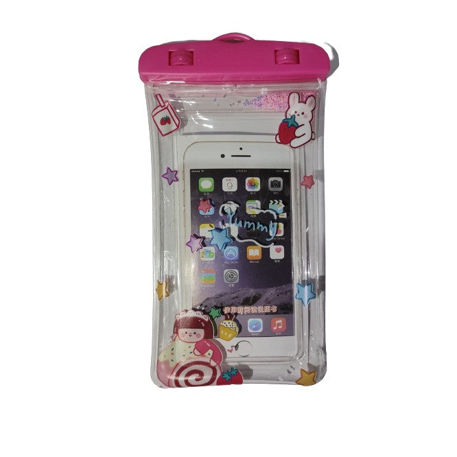 Husa subacvatica Glitter Kids Waterproof Flippy, Snowproof, Universala, cu Snur, pentru telefon sau documente, Sweet