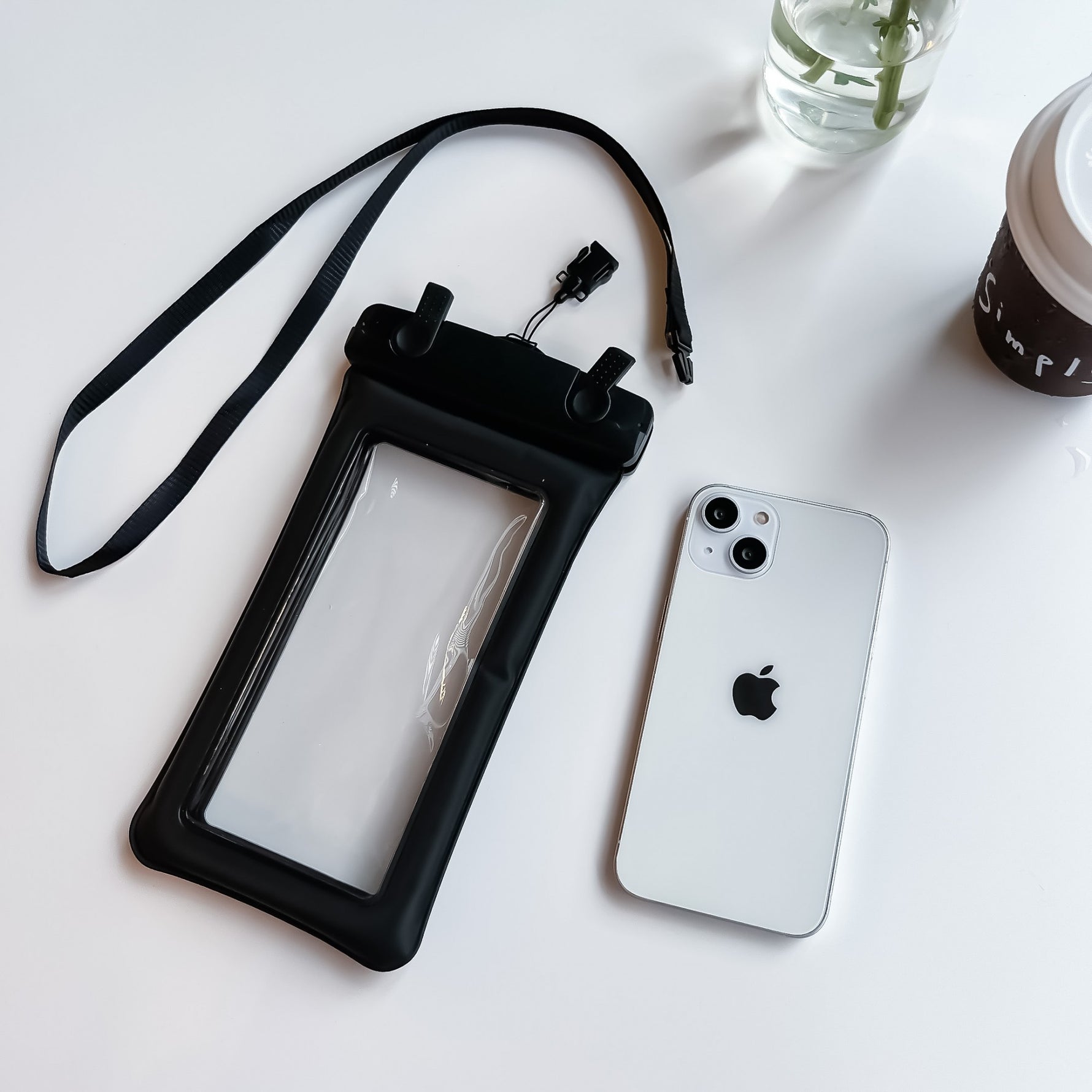 Husa subacvatica Matte Cushion Waterproof Flippy, Snowproof, Universala, cu Snur, pentru telefon sau documente, Negru