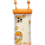Husa subacvatica Waterproof Flippy, Snowproof, Universala, Impermeabila, pentru telefon sau documente, cu snur, Orange