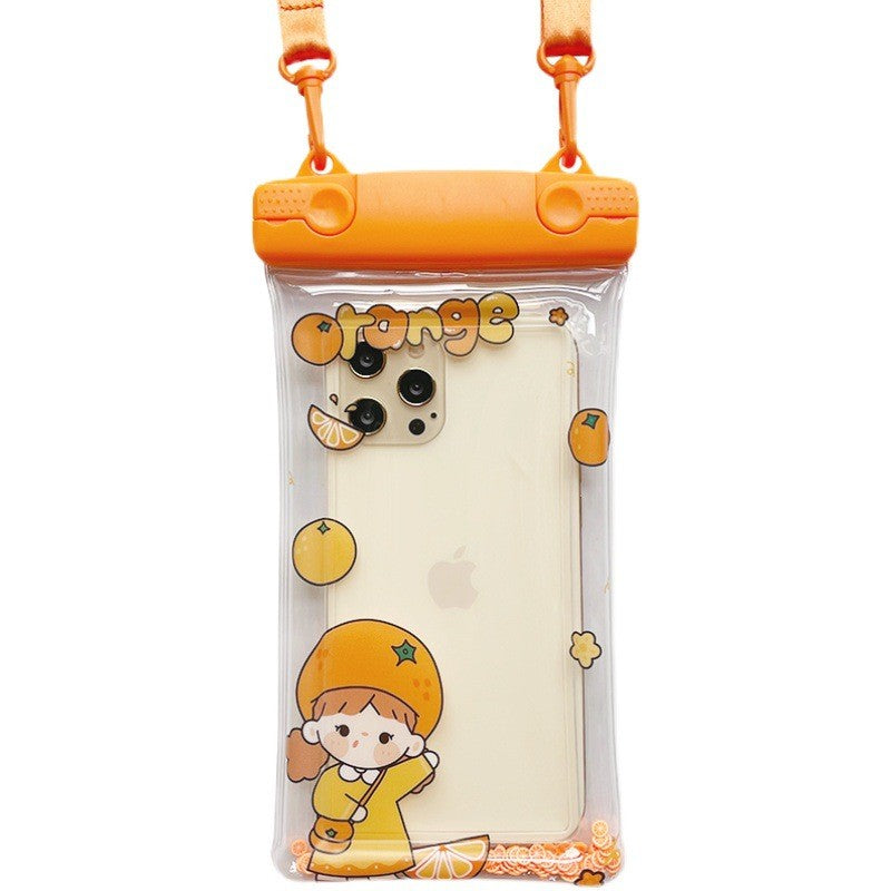 Husa subacvatica Waterproof Flippy, Snowproof, Universala, Impermeabila, pentru telefon sau documente, cu snur, Orange
