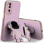 Husa Telefon 2in1, Flippy, Compatibila Huawei P60 Pro, Carcasa TPU cu Suport Inclus Tip Astronaut, Protectie Camere, Mov