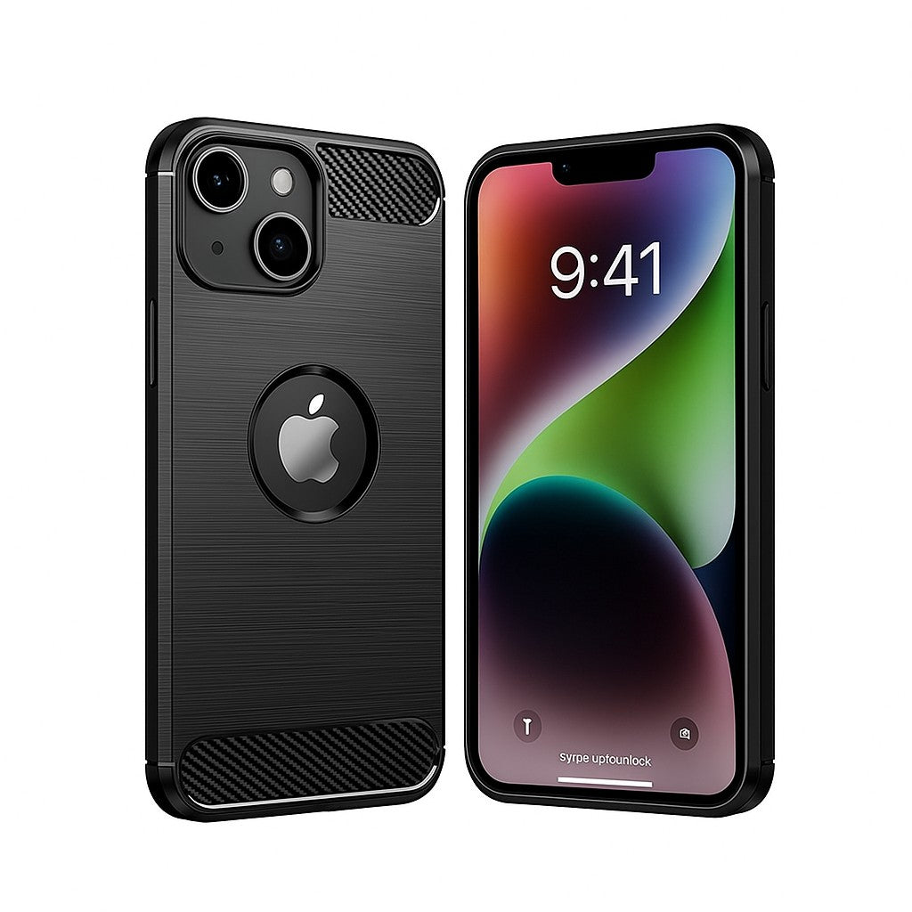 Husa Protectie, Flippy, compatibila Apple iPhone 15 Plus, Carcasa TPU Carbon, 1.5 mm, Negru