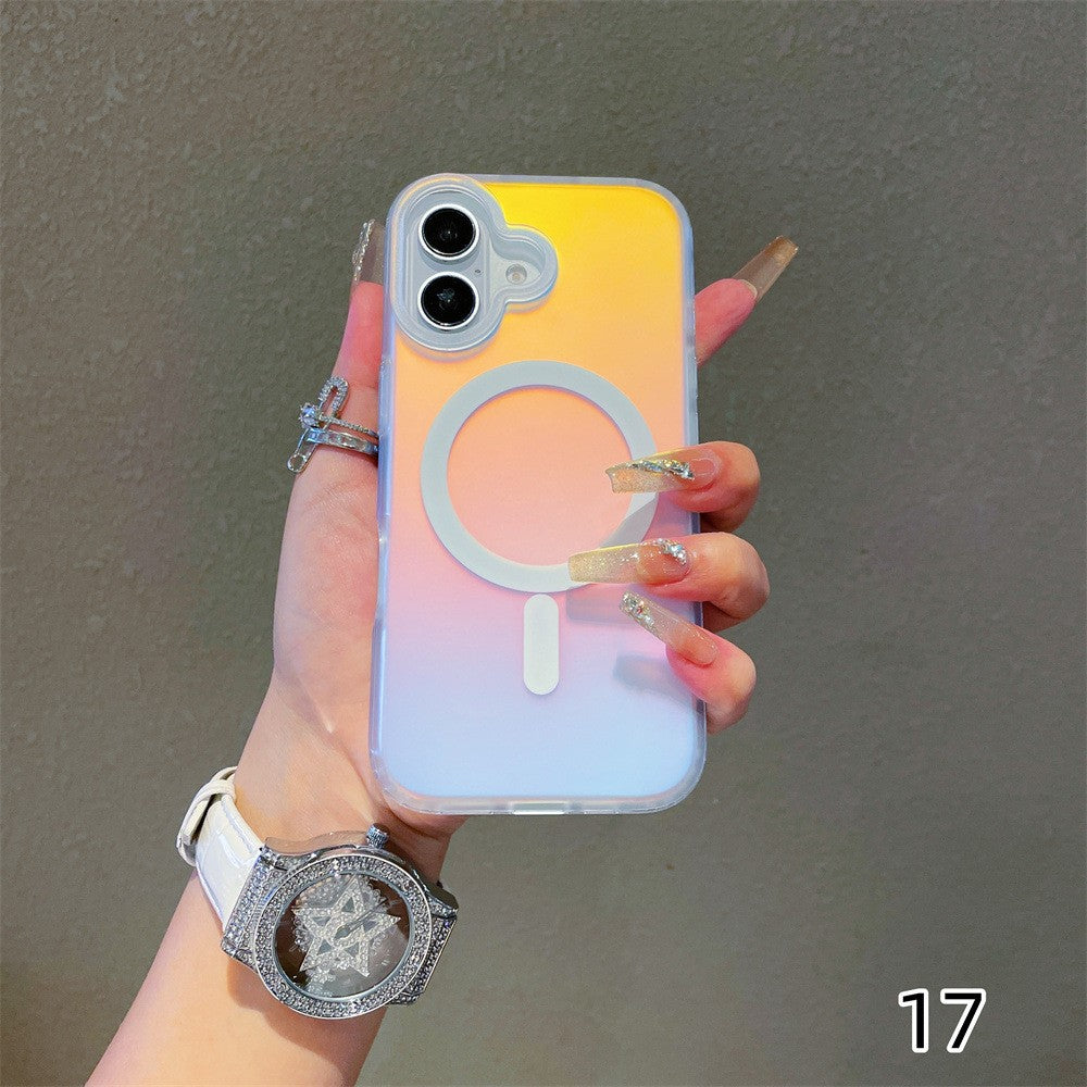 Husa Telefon, Flippy, Compatibila iPhone 17, Model Cameleon, Magsafe, Schimbare Gradient de Culoare din Unghiuri
