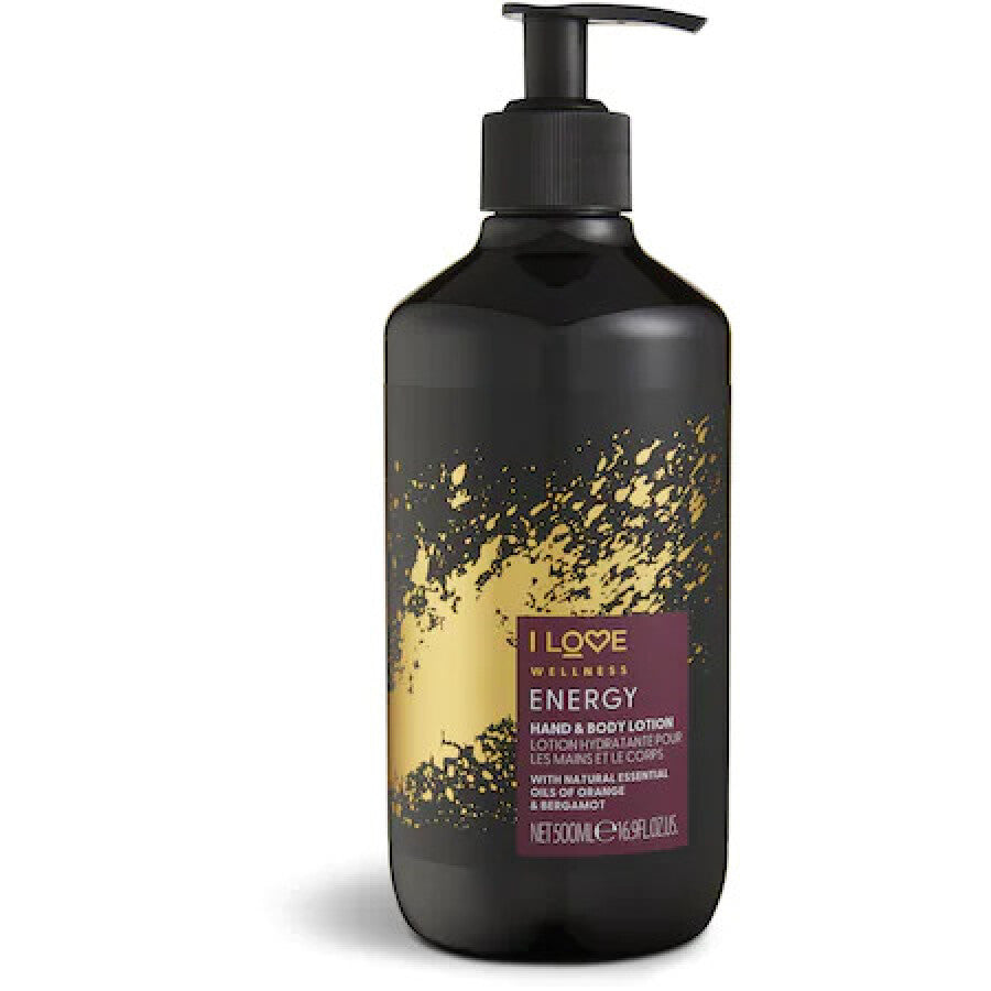 I Love, Wellness Energy, Vegan, Hidratant și emolient, Portocală & Bergamot, Loțiune, Pentru mâini și corp, 500 ml - Olmarkt