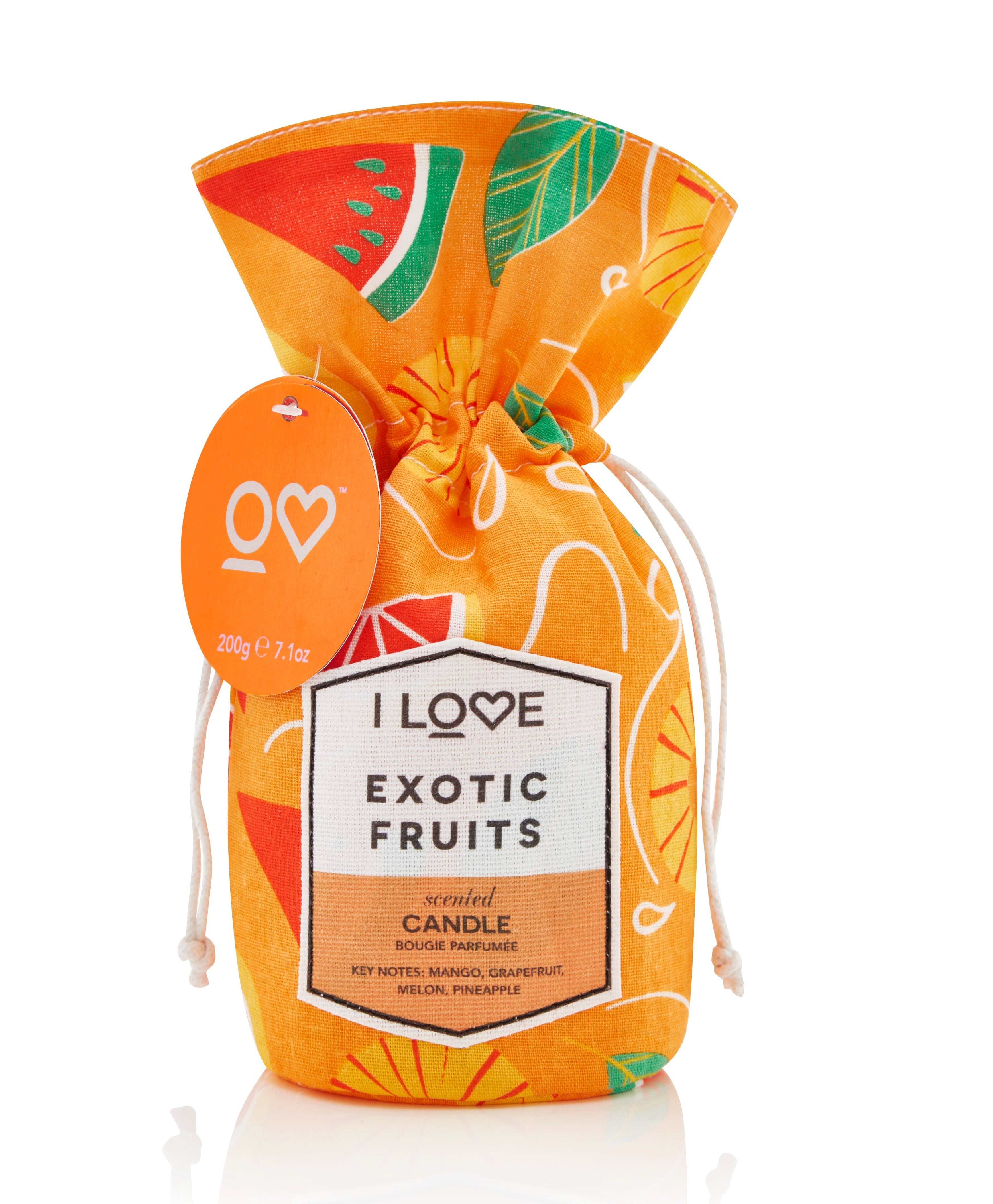 I Love, Exotic Fruits, Mango, Grapefruit, Mango, Ananas, Lumânare parfumată, 160 g - Olmarkt