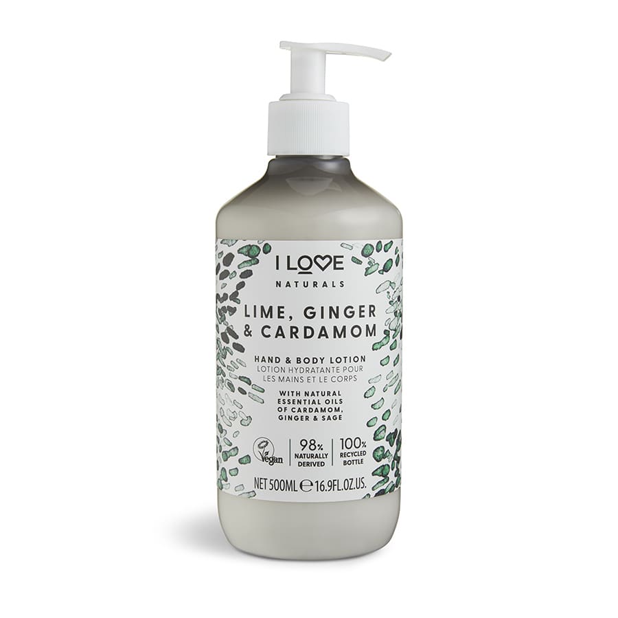 I Love, Naturals Collection, Vegan, Hidratant, Lămâie verde, ghimbir & cardamom, Loțiune, Pentru mâini și corp, 500 ml - Olmarkt