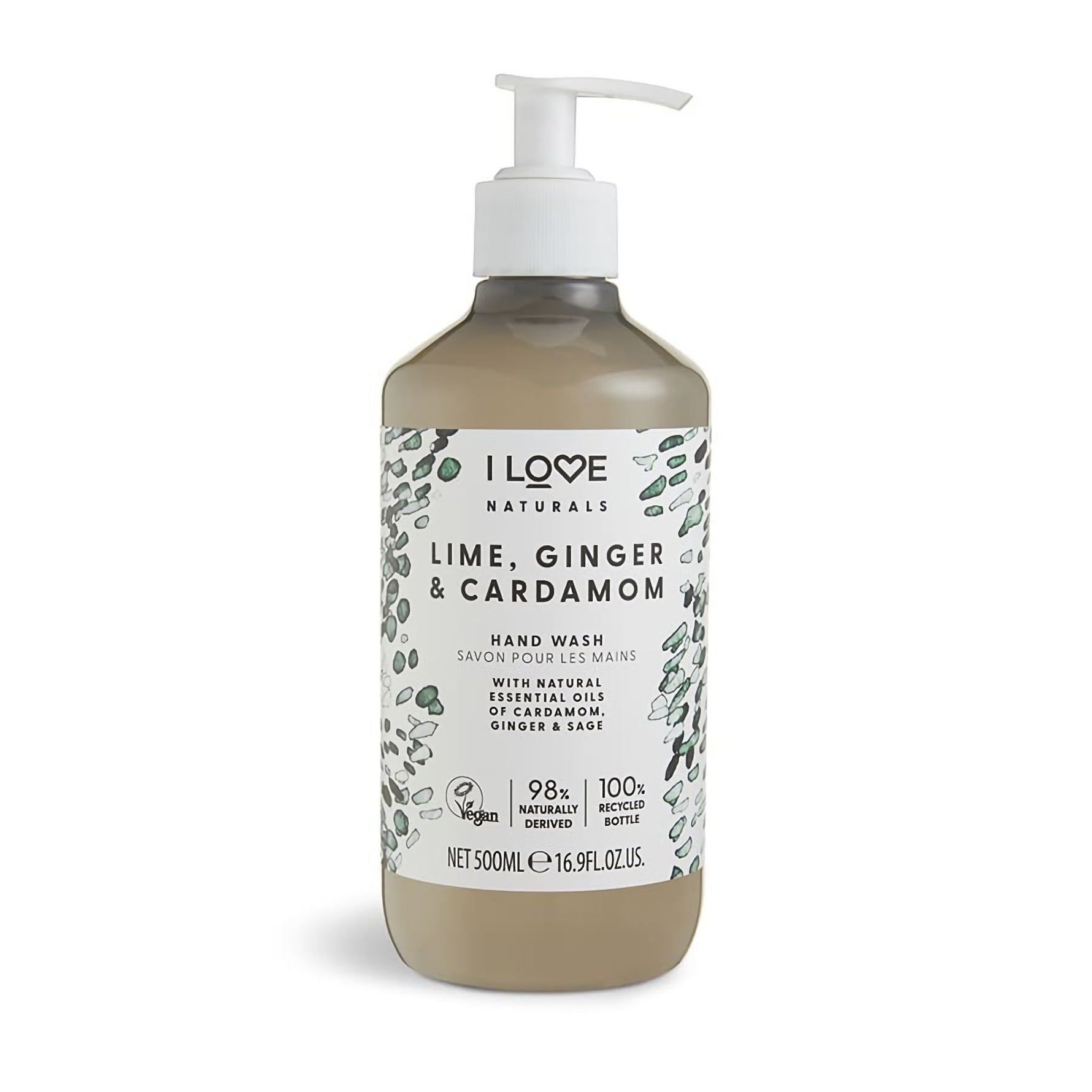 I Love, Naturals Collection, Lămâie verde, ghimbir & cardamom, Curățare, Săpun lichid, Pentru mâini, 500 ml - Olmarkt