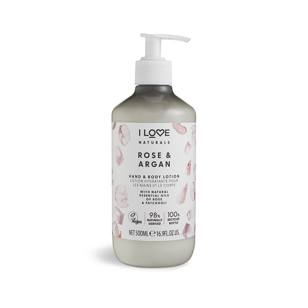 I Love, Naturals Collection, Vegan, Hidratant, Trandafir și Argan, Loțiune, Pentru mâini și corp, 500 ml - Olmarkt